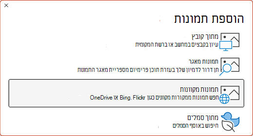 תיבת הדו-שיח 'הוספת תמונות'.