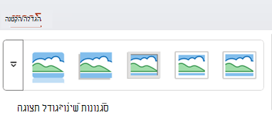 הכרטיסיה 'שינוי גודל תצוגה' נבחרה ברצועת הכלים של PowerPoint