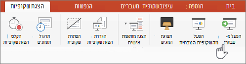 הצגת השקופיות מופעלת מלחצן 'התחל'
