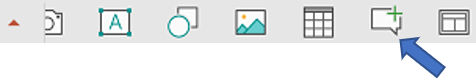 סרגל הכלים הצף ב- PowerPoint עבור Android כולל את הפקודה 'הערה חדשה'