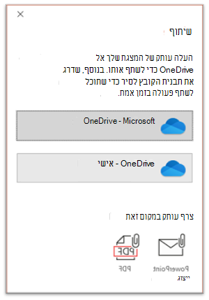 צילום מסך המציג את מסך שיתוף הפעולה של PowerPoint
