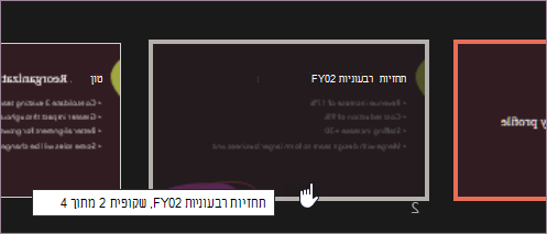 בחירת השקופית המוסתרת