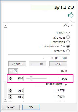 מחוון שקיפות של עיצוב רקע