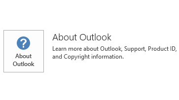 Screeenshot של האפשרות 'אודות Outlook'.