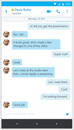 Skype for Business עבור Android שיחה חדשה