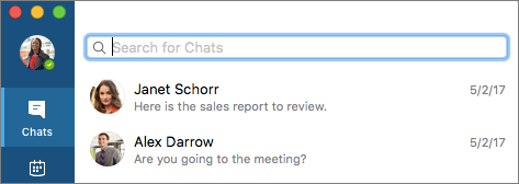 חיפוש אנשי קשר מהכרטיסיה 'צ'אטים'