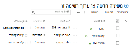 רשימה בדף