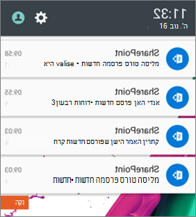 דוגמה של הודעת חדשות במכשירים ניידים