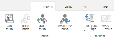 צילום מסך של כרטיסיית הווריאציות מאתר היעד. הכרטיסיה מכילה שתי קבוצות, וריאציה ותרגום