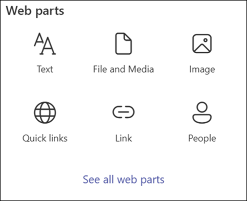 רשימת רכיבי Web Part ב'ארגז כלים'