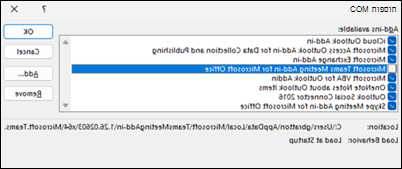 אפשרות קלאסית של תוספות COM של Outlook
