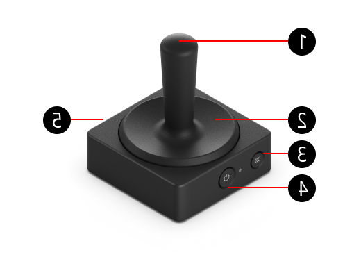 לחצן Microsoft Adaptive Joystick עם מספרים לזיהוי תכונות פיזיות..