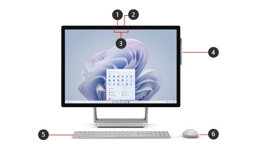 מציג את התכונות בחזית של +Surface Surface Studio 2.