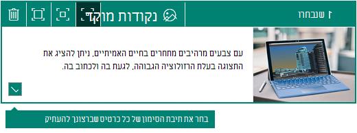 תיבת סימון לבחירה בפינה של כרטיס Sway