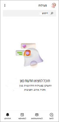 צילום מסך של מסך 'פעילות במכשירים ניידים ב- Teams בחינם'