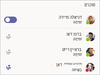 רשימת סוכנים בפינה השמאלית התחתונה