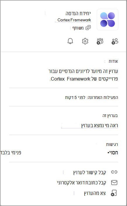 צילום מסך של כרטיס ערוץ. הצבע על שם ערוצים כדי להציג את כרטיס הערוץ שלו.