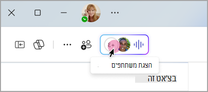 בחר את המחוון בזמן אמת בצ'אט קבוצתי כדי להציג משתתפים בפגישה המיידית.