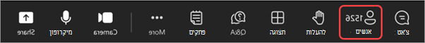 צילום מסך של פקדי פגישה במהלך פגישה פתוחה עם People מסומן