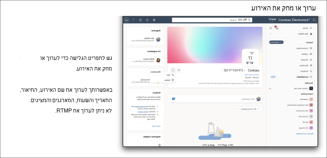 עריכה או מחיקה של אירוע.