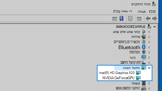 מנהל ההתקנים ומתאמי תצוגה
