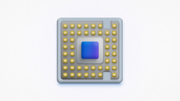 גרפיקה מושגית עבור יחידת עיבוד מרכזית (CPU), המוצגת כמערך נקודות חיבור מעל מעבד.