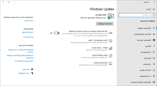 צילום מסך עבור Windows Update