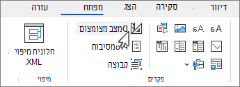 הכרטיסיה 'מפתחים' עם לחצן 'מצב עיצוב' שנבחר