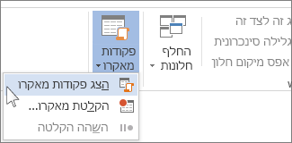 הפקודה 'הצג פקודות מאקרו'