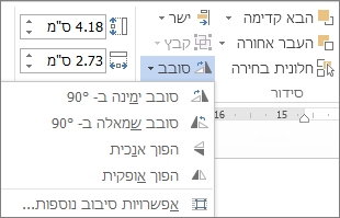 אפשרויות תפריט 'סובב'