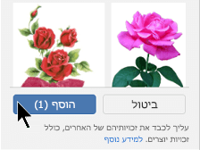בחר בלחצן 'הוסף' בתחתית של החלונית