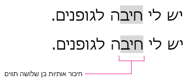 דוגמה לחיבור אותיות.