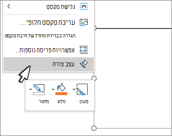 פריט תפריט 'עיצוב צורה' נבחר