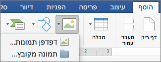בכרטיסיה 'הוספה', האפשרות 'תמונה מקובץ' מסומנת.