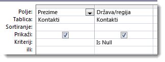 Slike s prikazom polja kriterija koja imaju vrijednost null