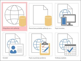 Prikaz predložaka na početnom zaslonu u programu Access