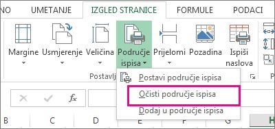 Čišćenje područja ispisa