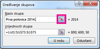 Dijaloški okvir Uređivanje nizova