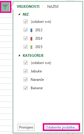 Kliknite Odaberi podatke.