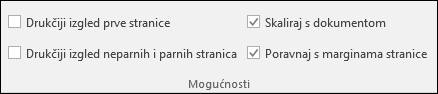 Mogućnosti zaglavlja i podnožja na kartici Dizajn na vrpci