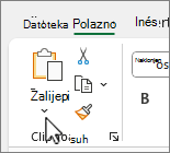 Strelica prema dolje gumba Zalijepi