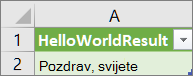 Rezultati za HelloWorld na radnom listu