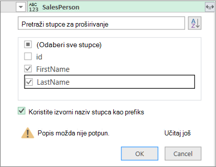 Proširivanje zapisa u tablicu