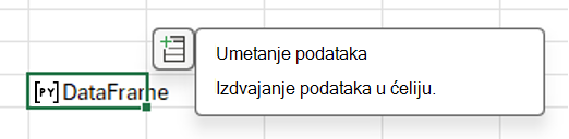 Odaberite ikonu Umetni podatke da biste izdvojili podatke iz podatkovnog okvira.