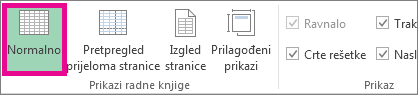 Na kartici Prikaz kliknite Normalno.