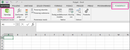 Kartica PowerPivot i gumb Upravljanje