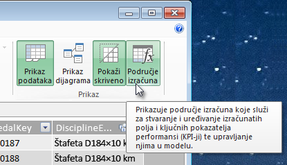 Područje izračuna u značajci PowerPivot