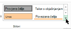Gumb Dodatno u galeriji stilova