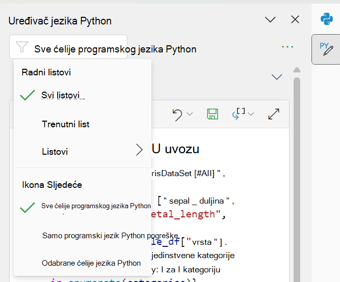 Pomoću filtra pri vrhu okna zadatka suzite sadržaj.