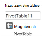 Slika vrpce programa Excel